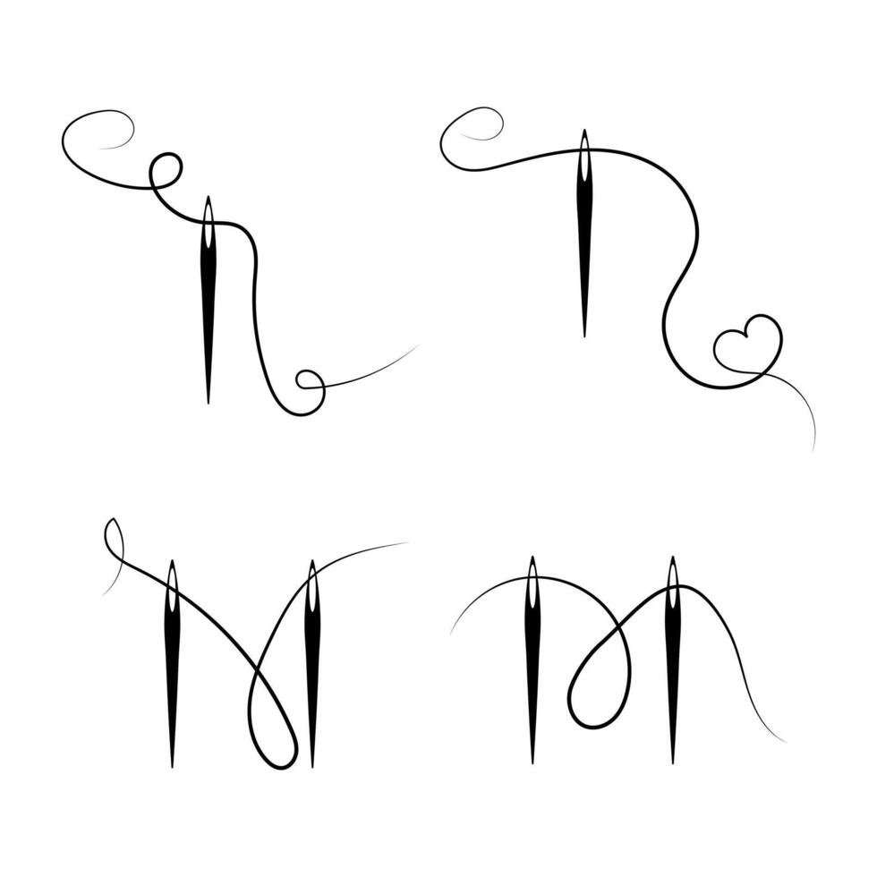 Knitting Needle With Thread set vector