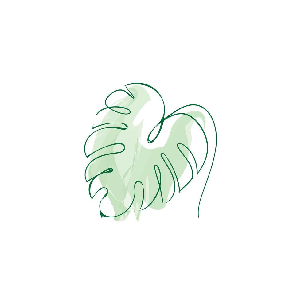palm leaf is drawn with a line vector