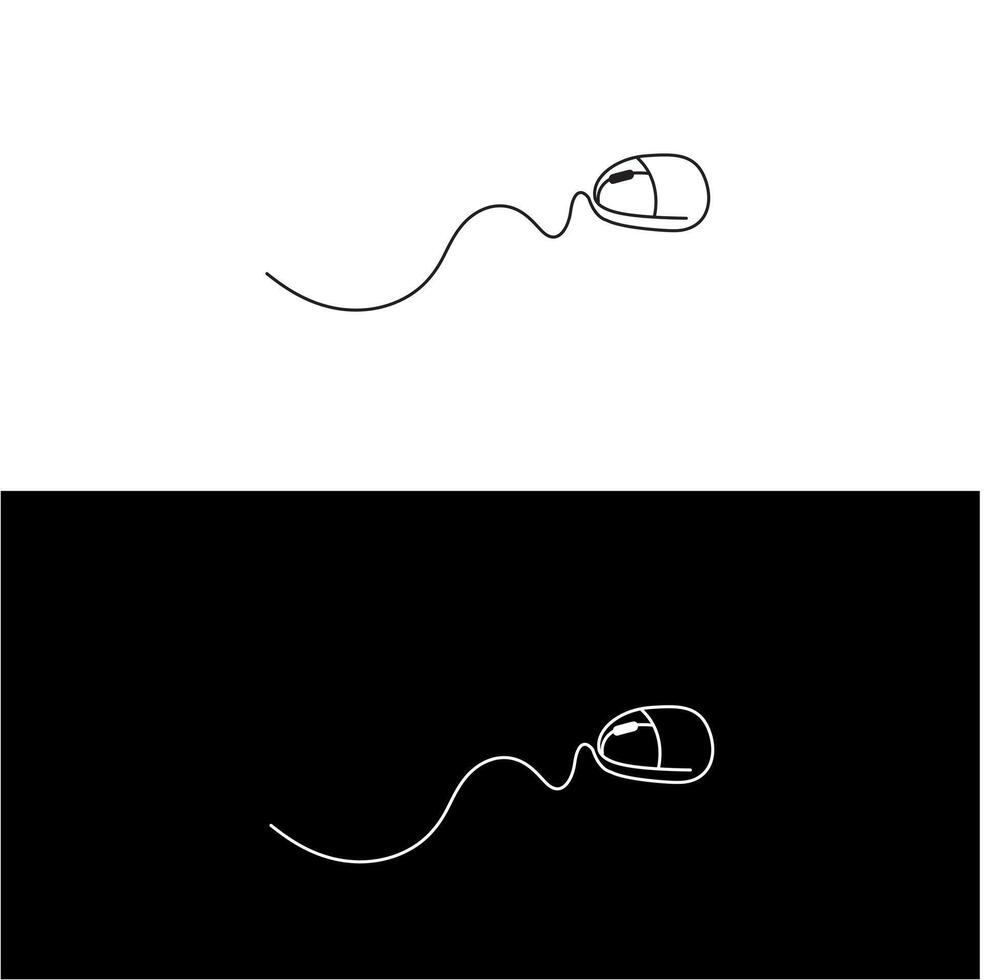 Computer mouse one line illustration vector