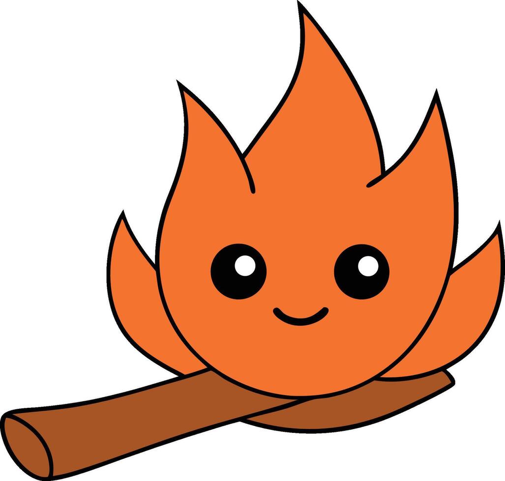 Smoldering Branch Illustration Firewood on White vector