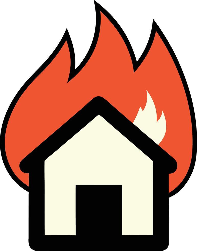 Dramatic House on Fire Emergency Illustration vector