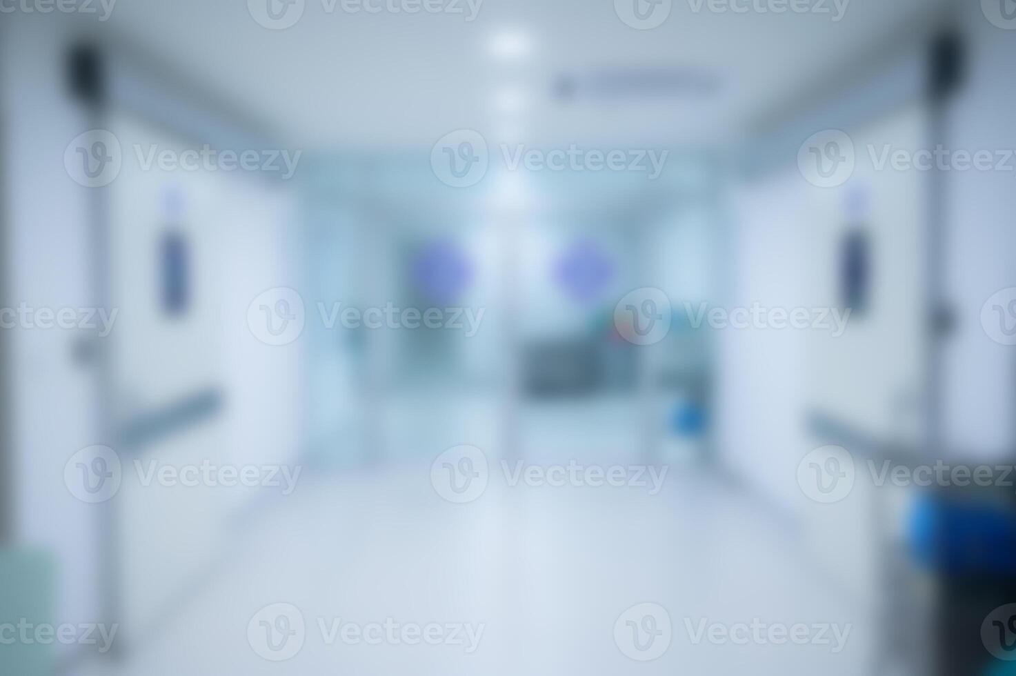 Blurred image shot of an empty corridor to operating room in hospital. photo