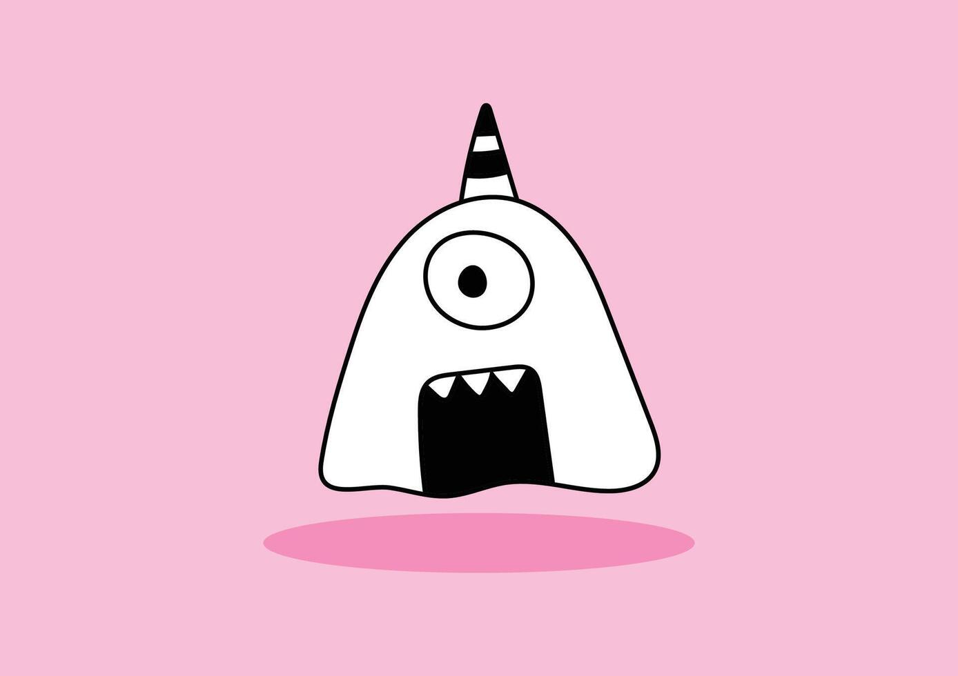 One eye of funny monsters on a pink background. Doodle style. vector