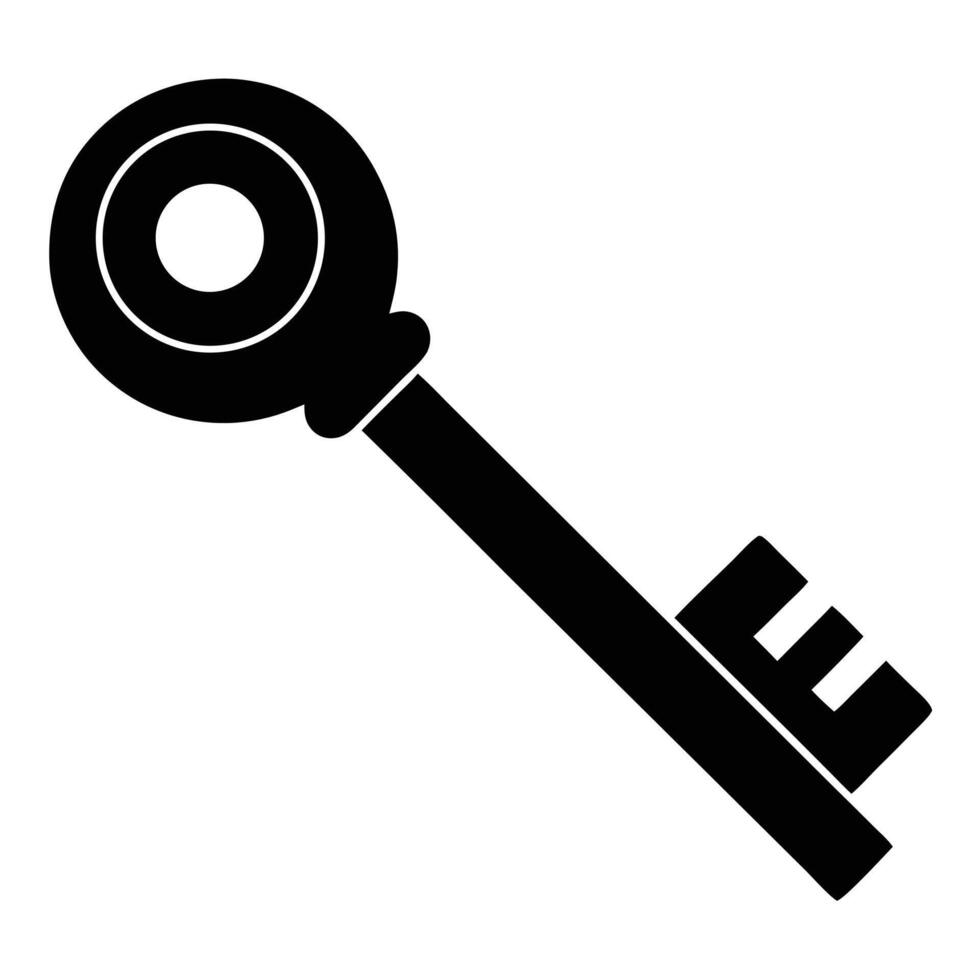 Simple black silhouette antique key design on white background ideal for concept illustrations vector