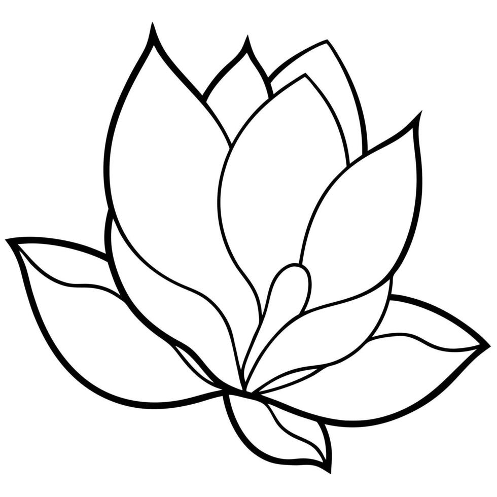 Elegant black and white floral design of a lotus flower with detailed outlines vector