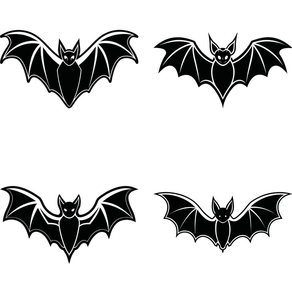 Four silhouetted bats with spread wings for halloween and spooky concepts vector