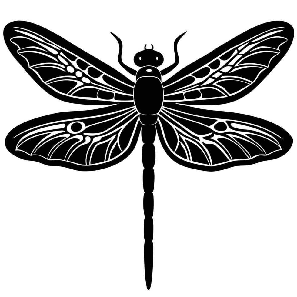 Elegant black and white dragonfly illustration on a clean white background for designs vector