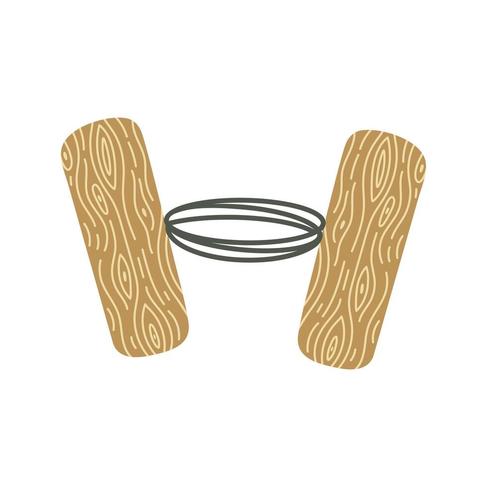 Clay cutting wire with wooden toggles icon. Professional tool for shaping and cutting plasticine. Instrument for homemade sculpture, ceramic. Hobby device. Clipart for print, web vector