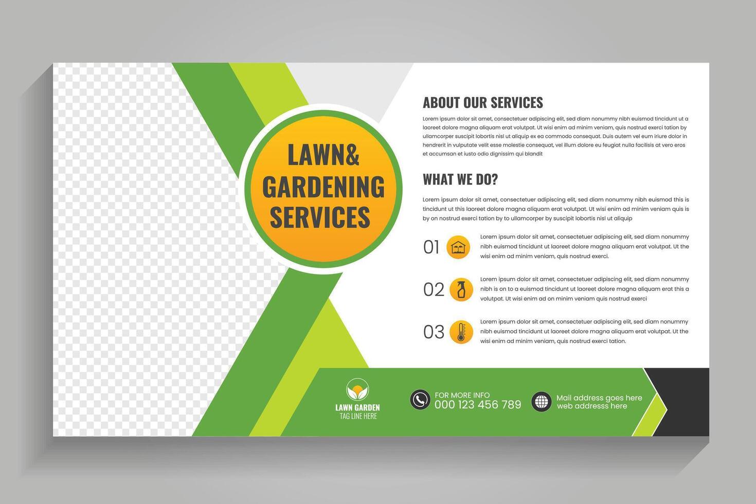 Gardening web banner, Lawn and gardening services overview highlighting maintenance, design, and sustainability in green spaces vector