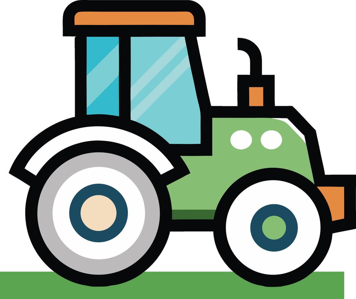 Green Tractor on a Field vector