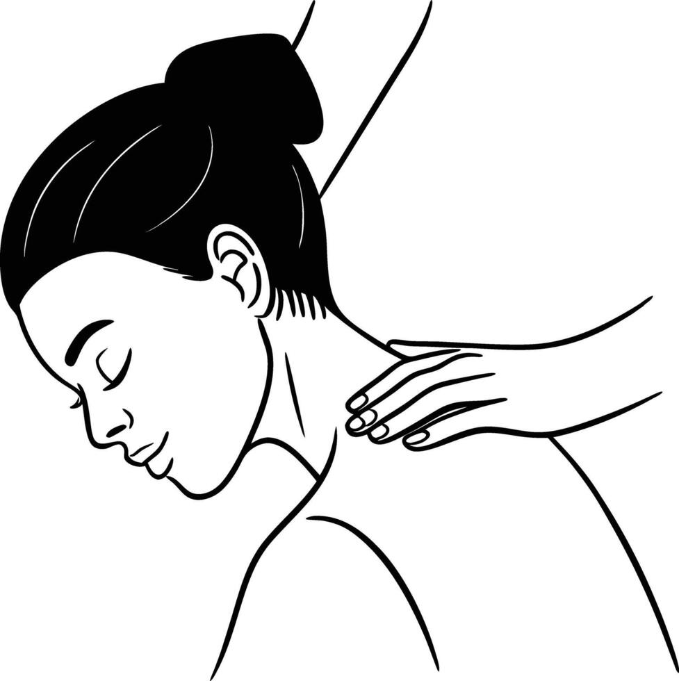Woman Receiving a Neck Massage vector
