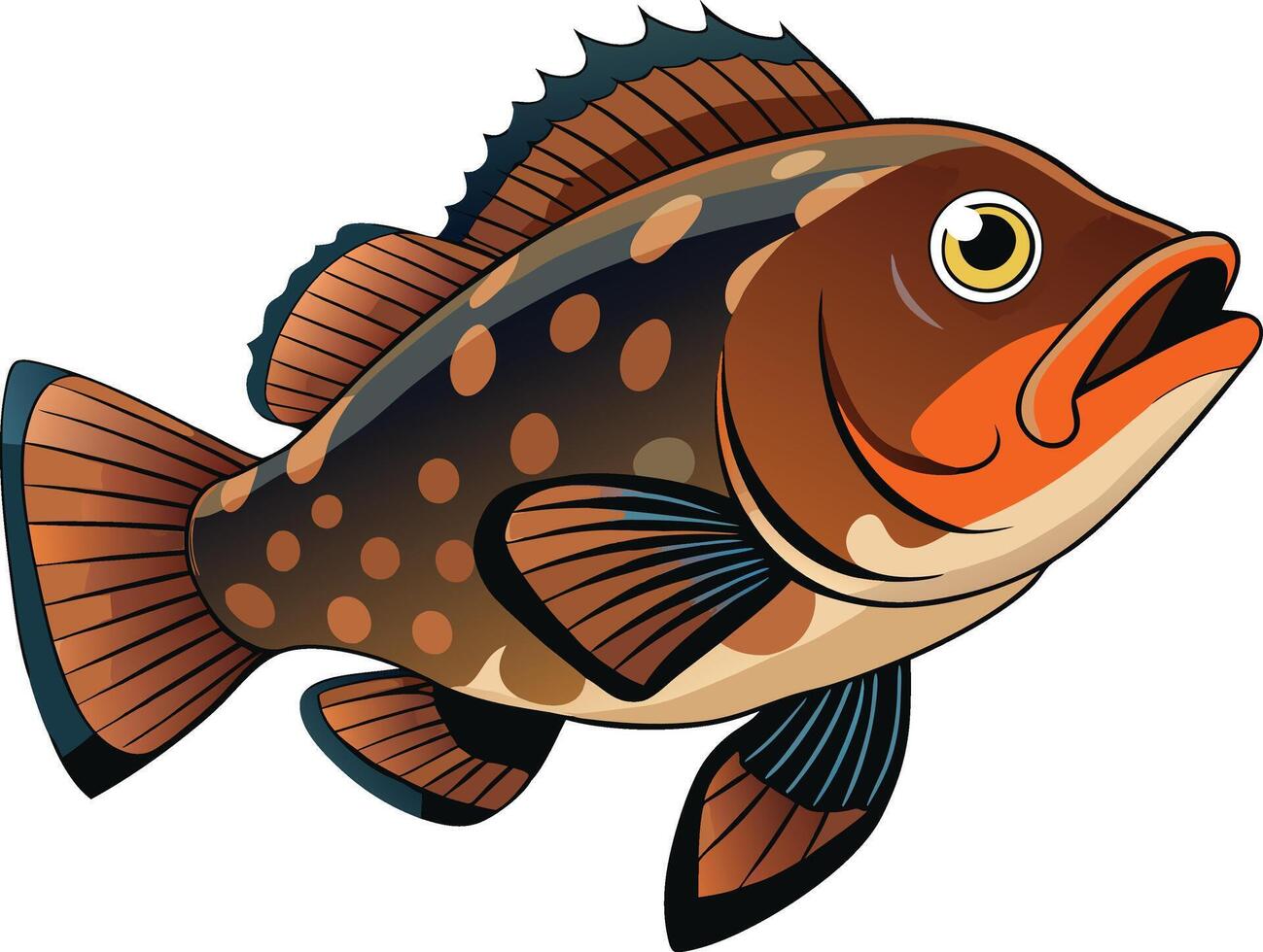 Illustration of a Grouper Fish with Brown and Orange Markings vector
