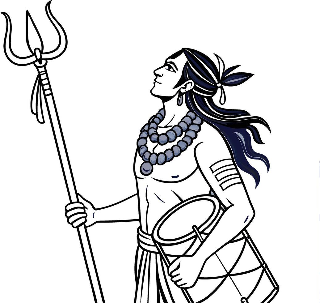 Shiva with Trishul and Damaru vector