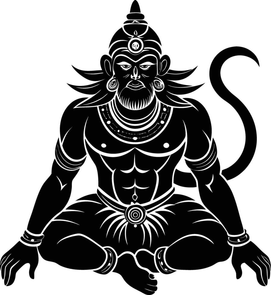 Hanuman Silhouette Lord of Strength and Devotion vector
