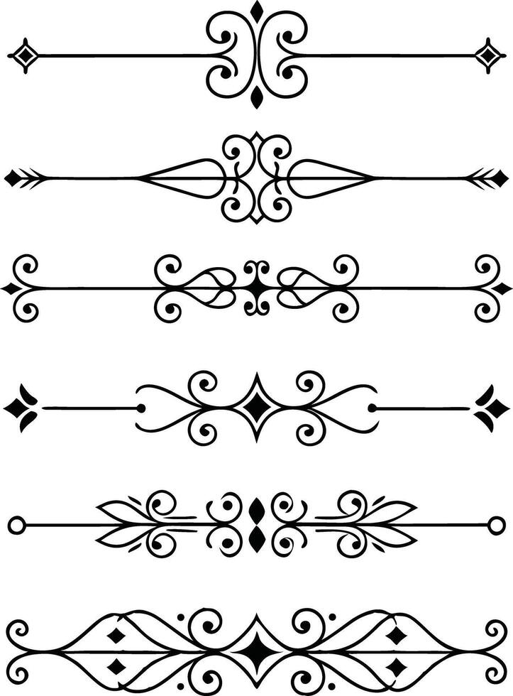 Collection of decorative divider lines with various flourishes and scrollwork elements vector