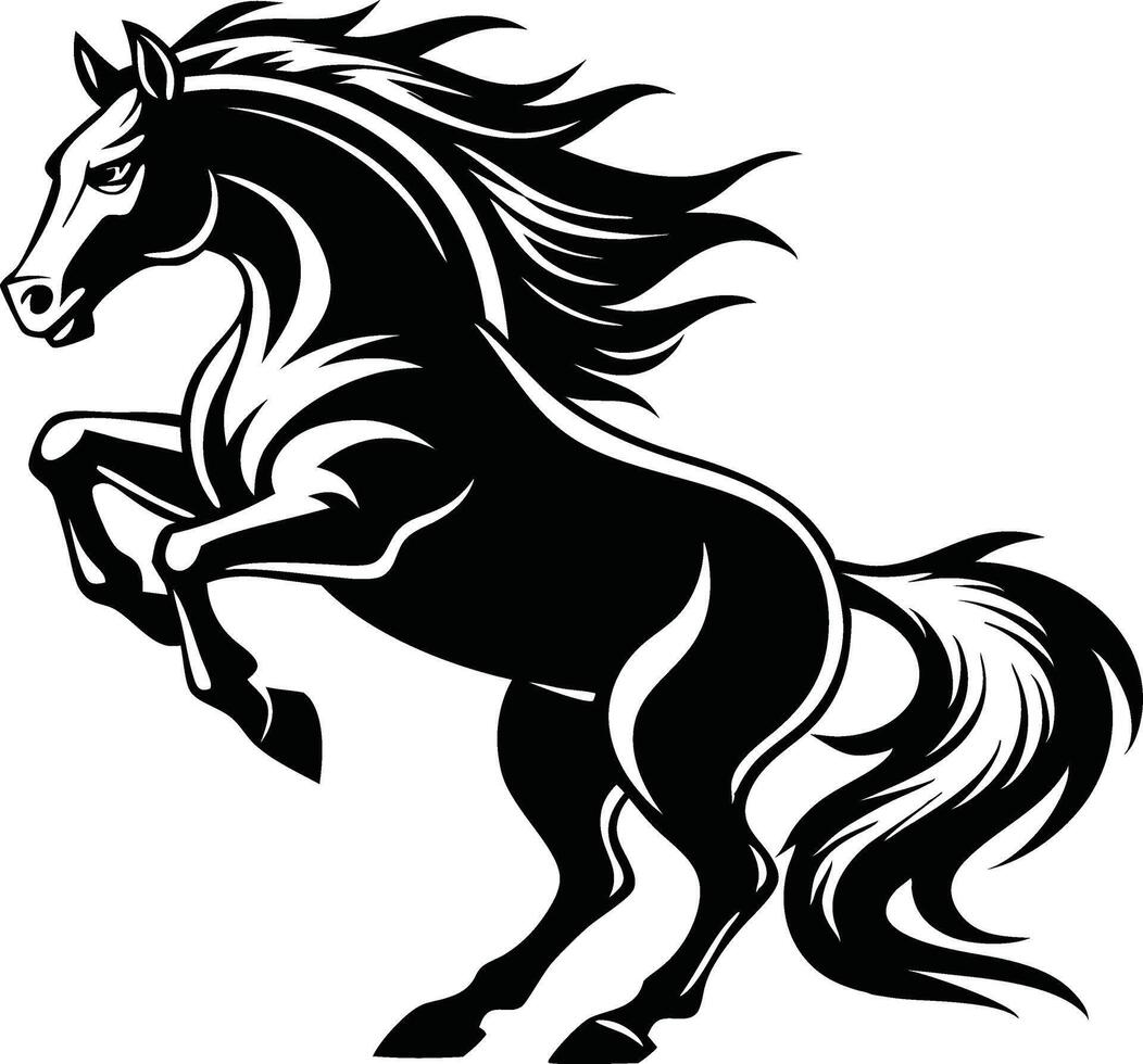 Ahorse rearing up on its hind legs vector