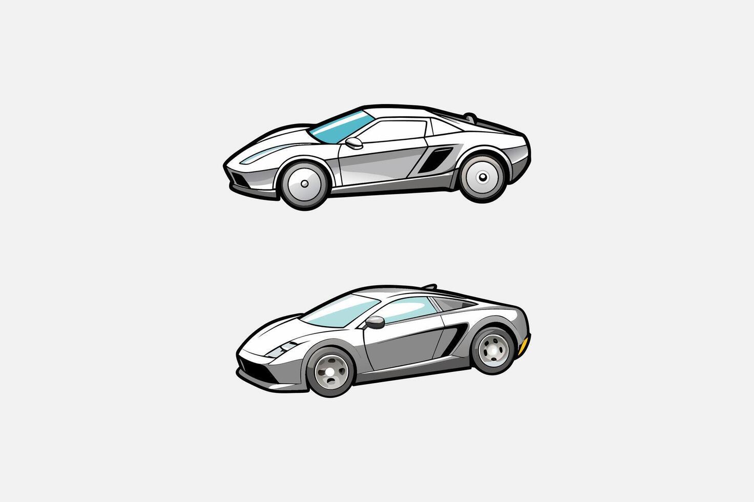 Polished Metallic Sports Car Set on White vector