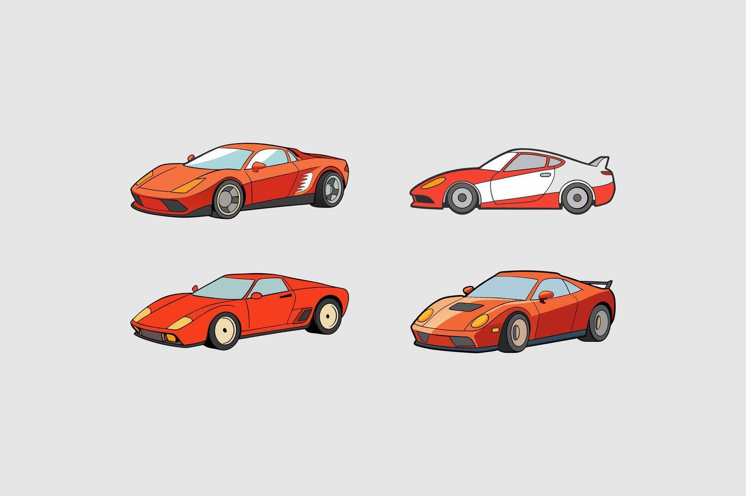 Aerodynamic Sports Car Set vector