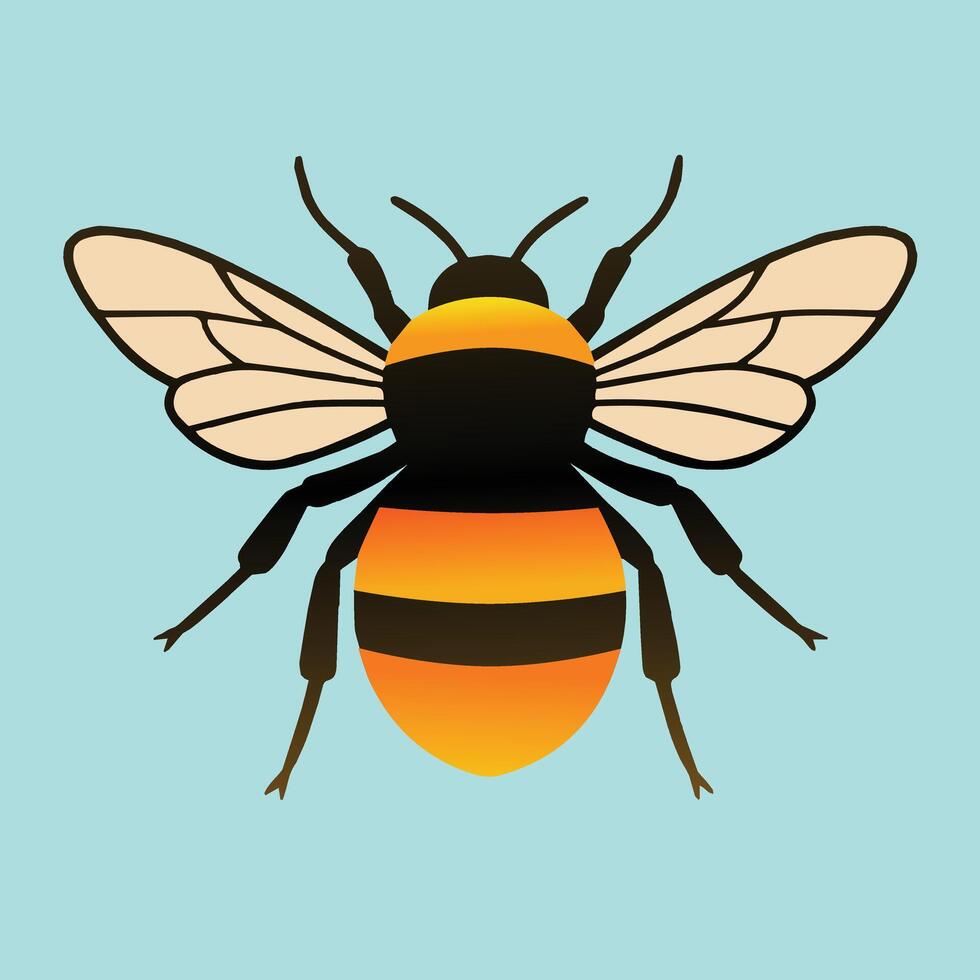 An illustration of a bumblebee on a light blue background vector
