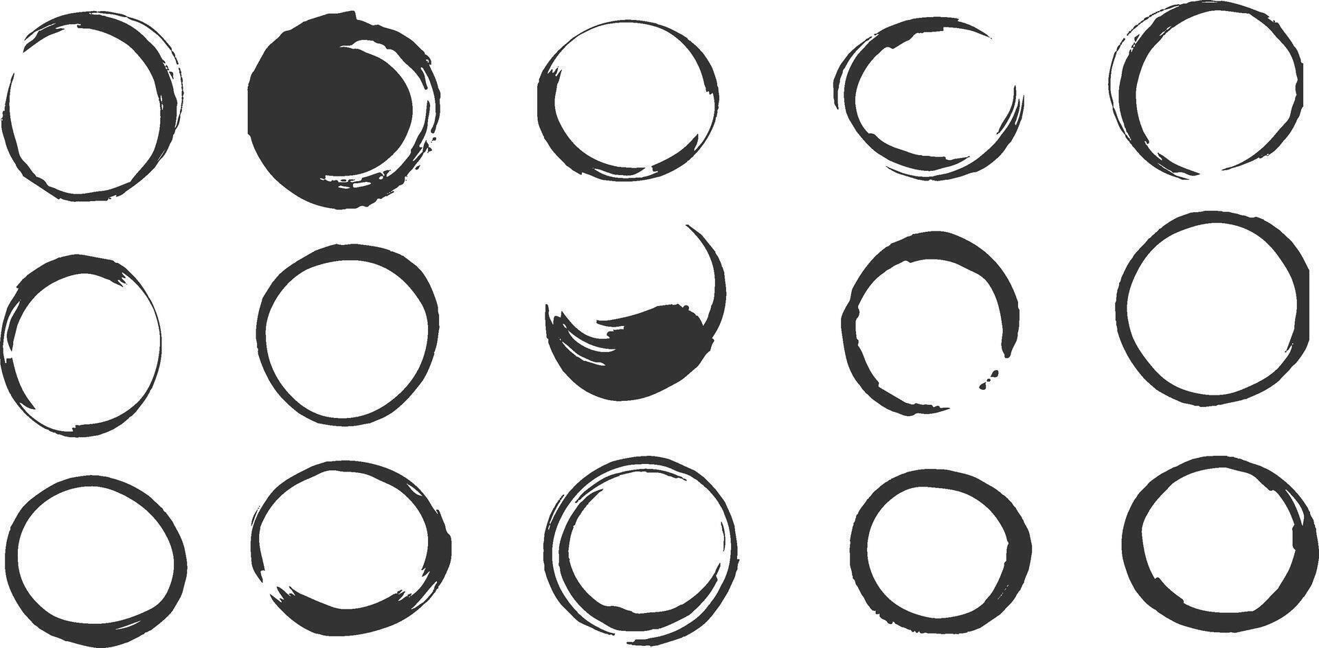 Grunge Brush Circle Set vector