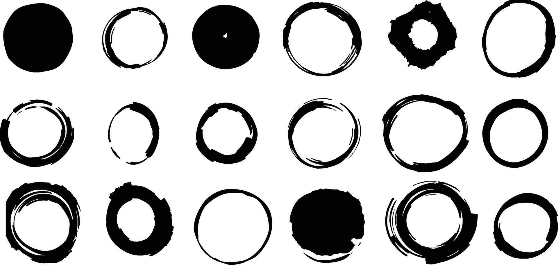 Grunge Brush Circle Set Drawn element brush circle. Brush vector