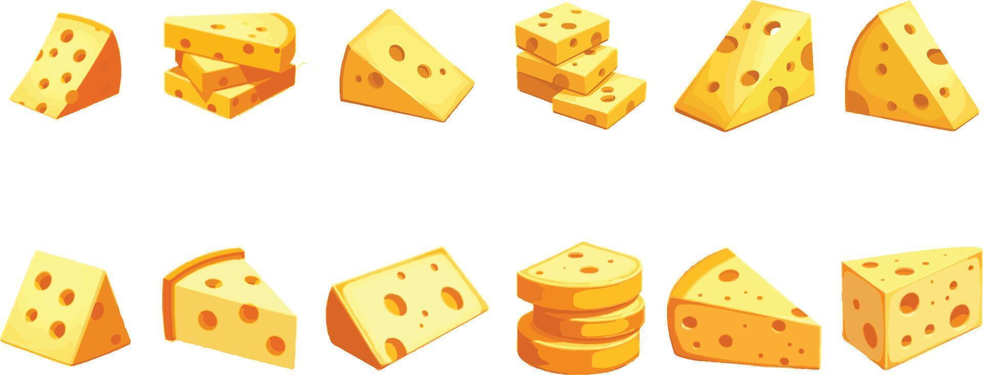 Cheese Slices Wedges Set - Food Illustration Collection vector