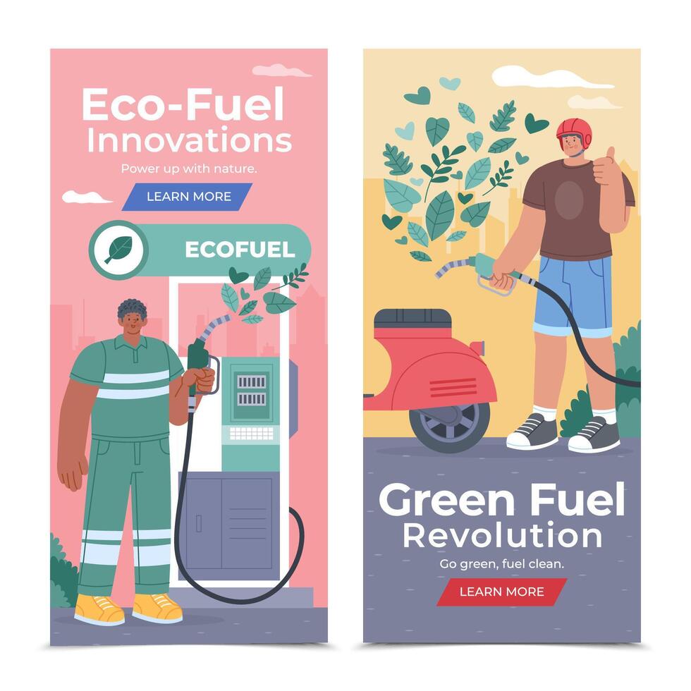 Flat Fuel Economy Vertical Banners vector