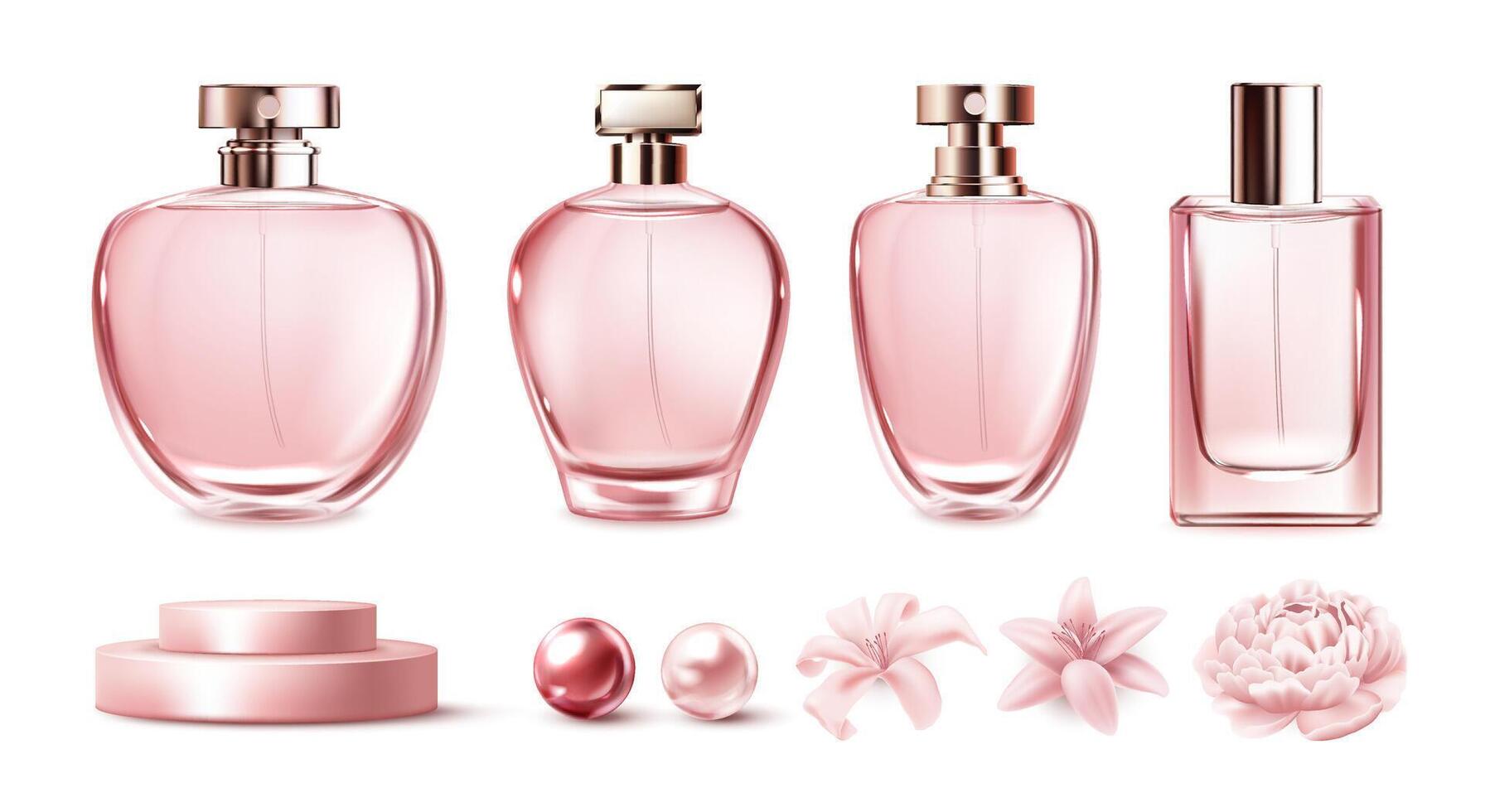 Realistic Luxury Fragance Bottles Collection vector