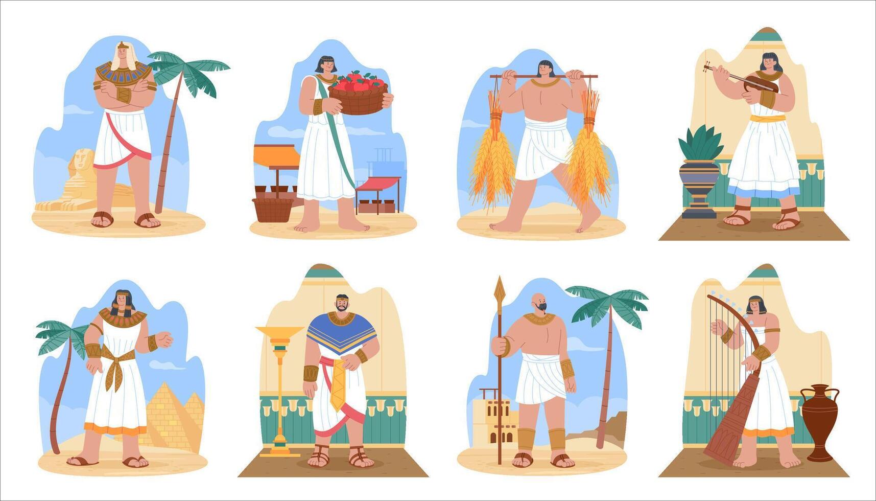 Ancient Egypt Isolated Persons Set vector