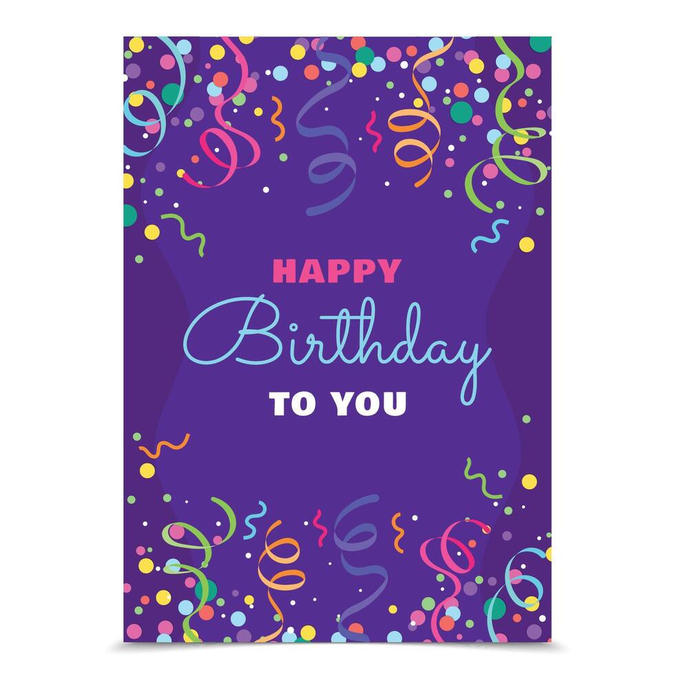 Flat Happy Birthday Poster with Confetti vector
