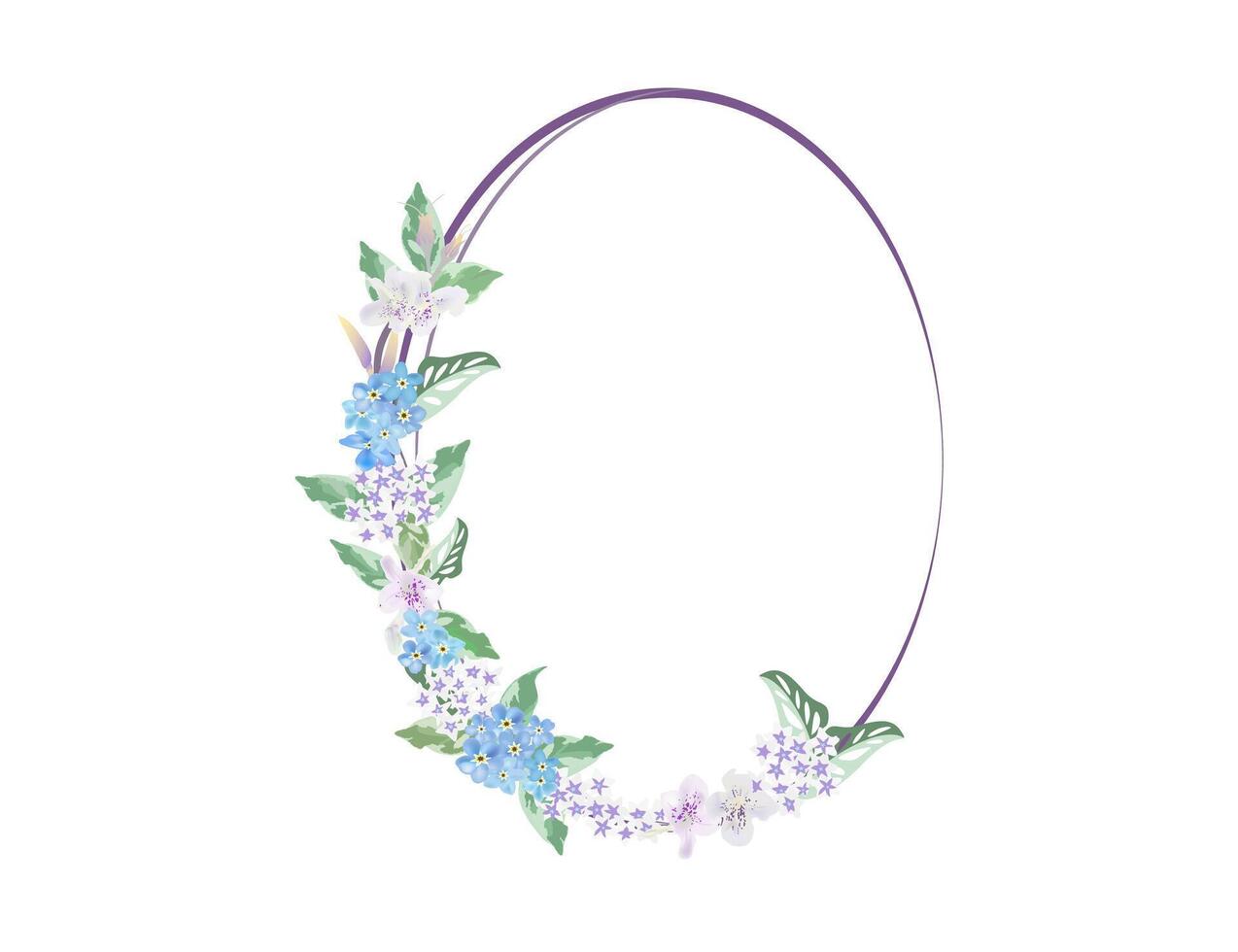 flower and foliage frame on background vector