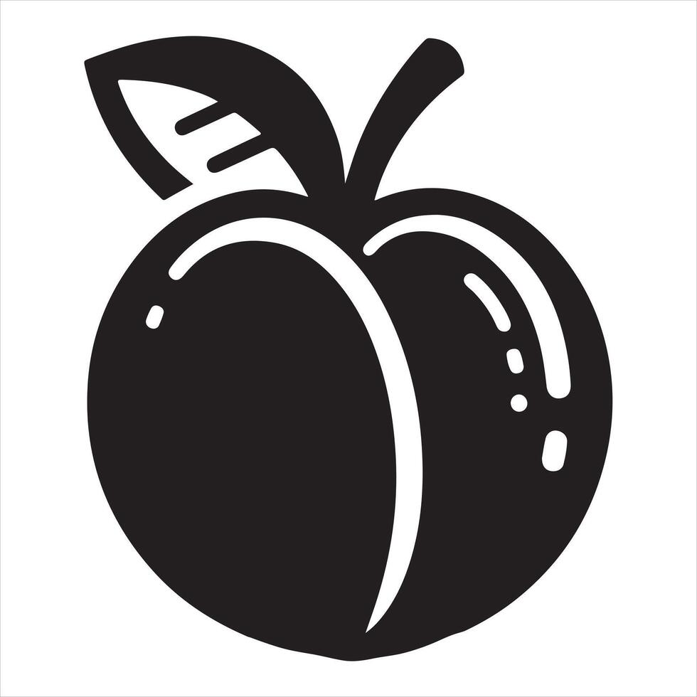 A peach fruit silhouette on white background vector