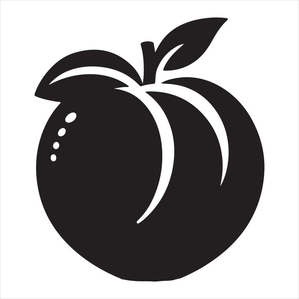 peach fruit silhouette vector