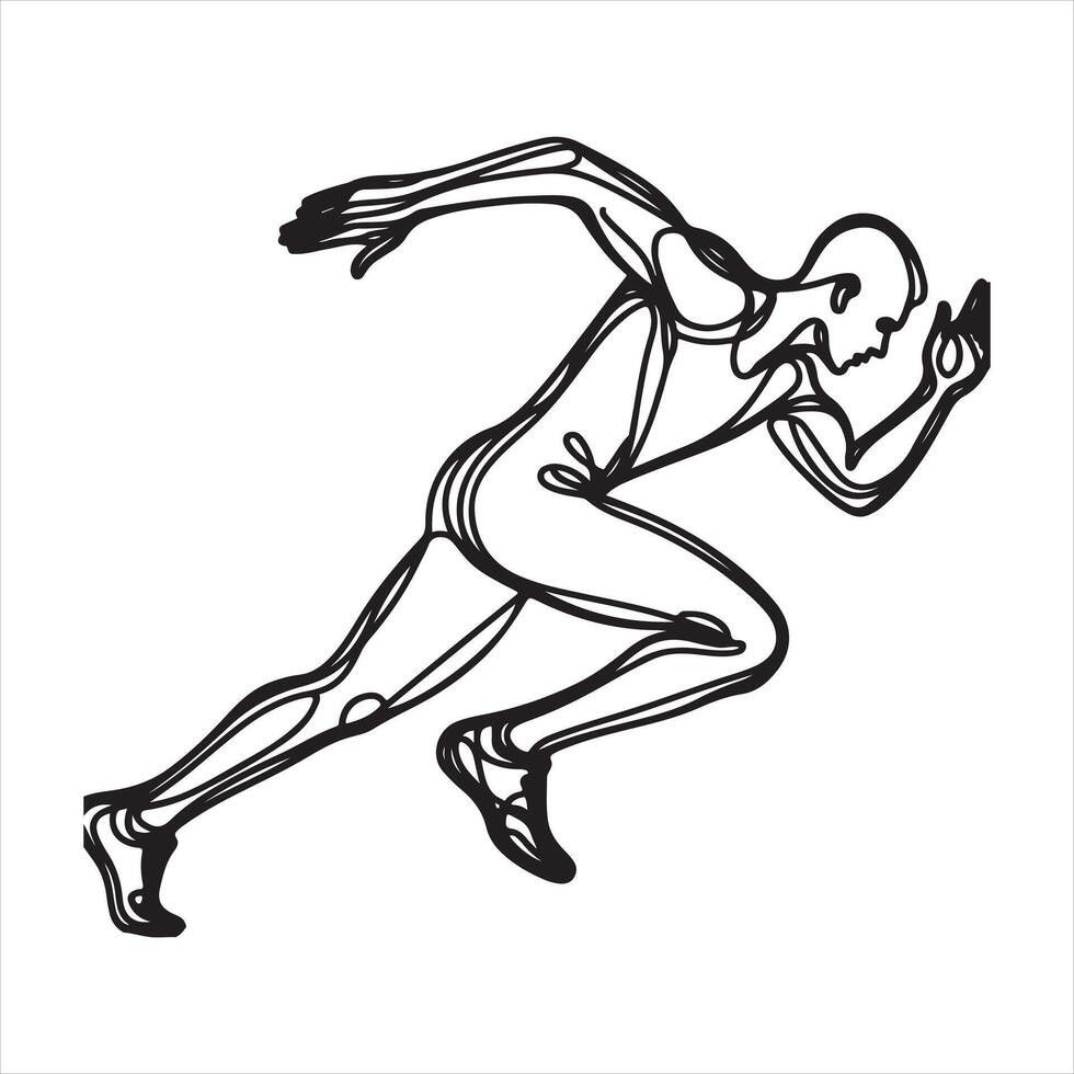 black and white drawing of a man running vector