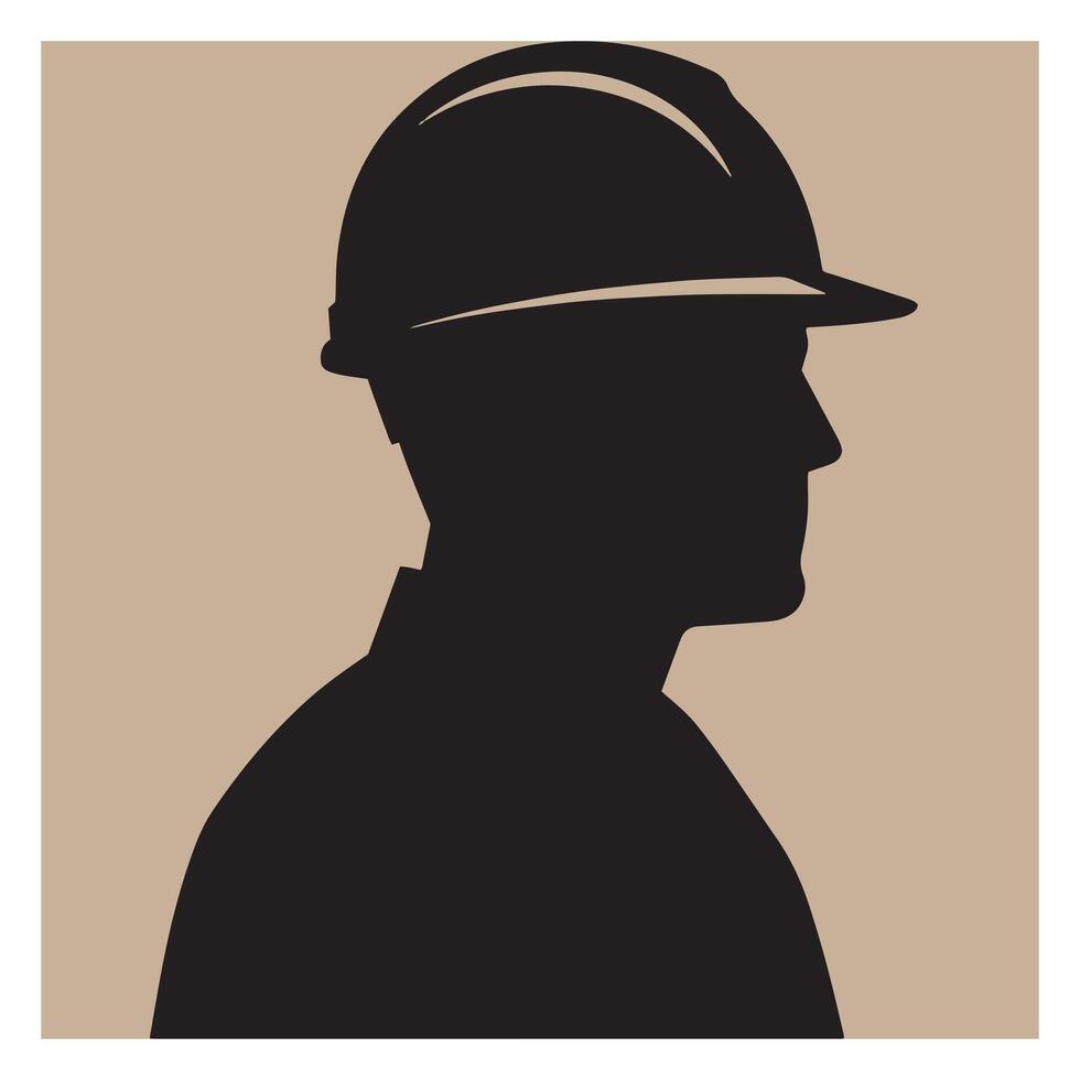 Silhouette of construction worker wearing a safety helmet representing safety and labor vector