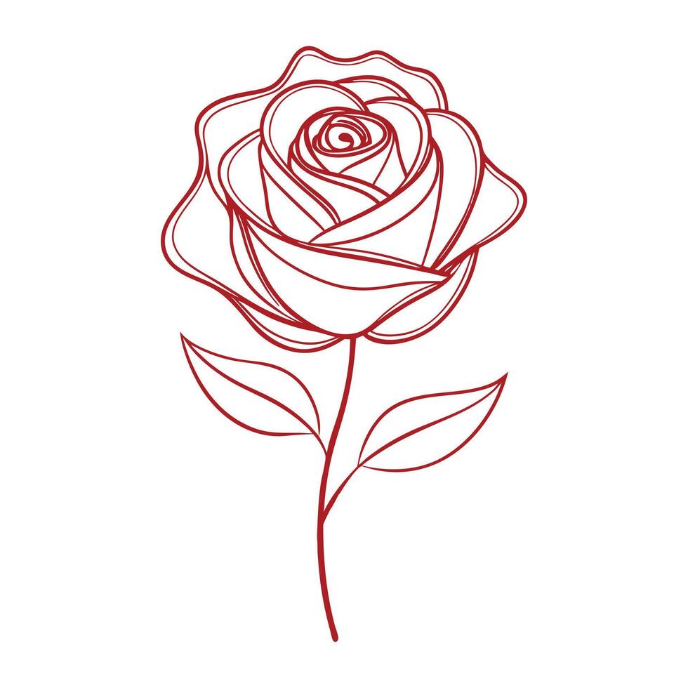 a rose is drawn in a single line on a white background vector
