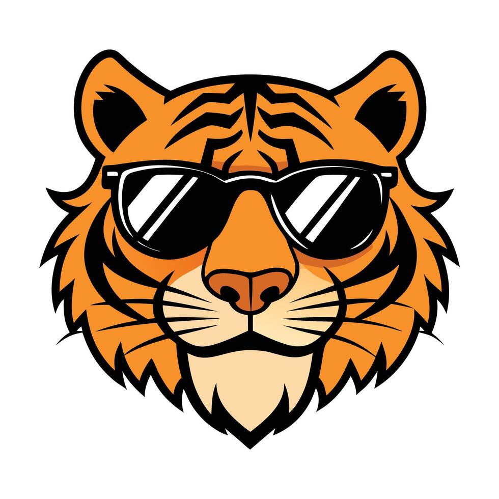 a tiger wearing sunglasses on its face vector