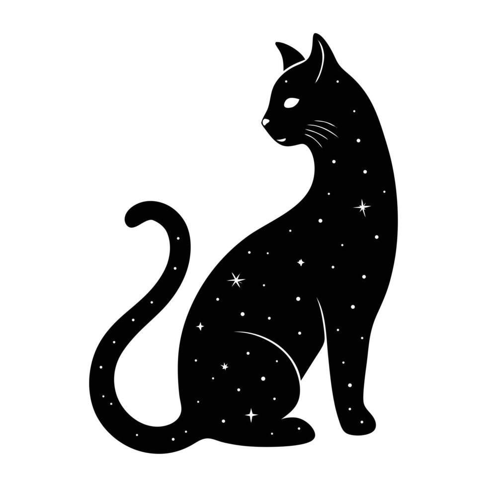 black cat with stars on its back vector