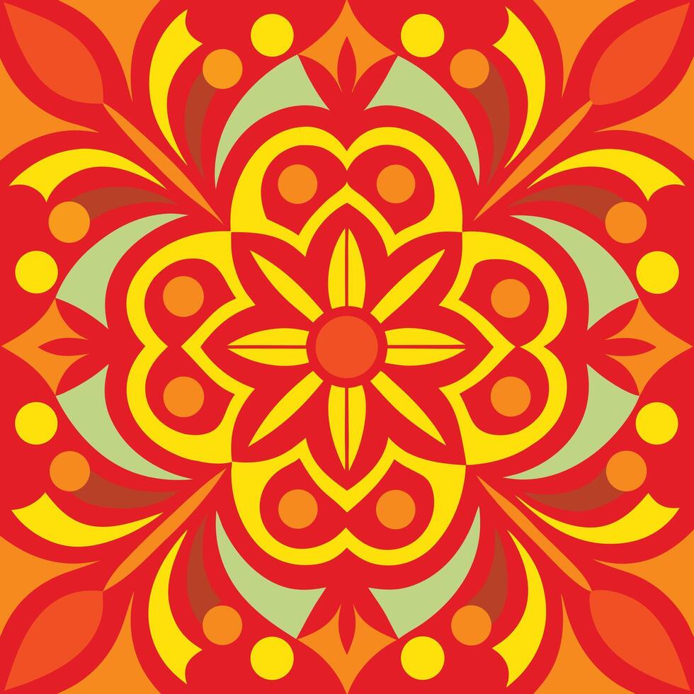 a colorful pattern with a flower on it vector