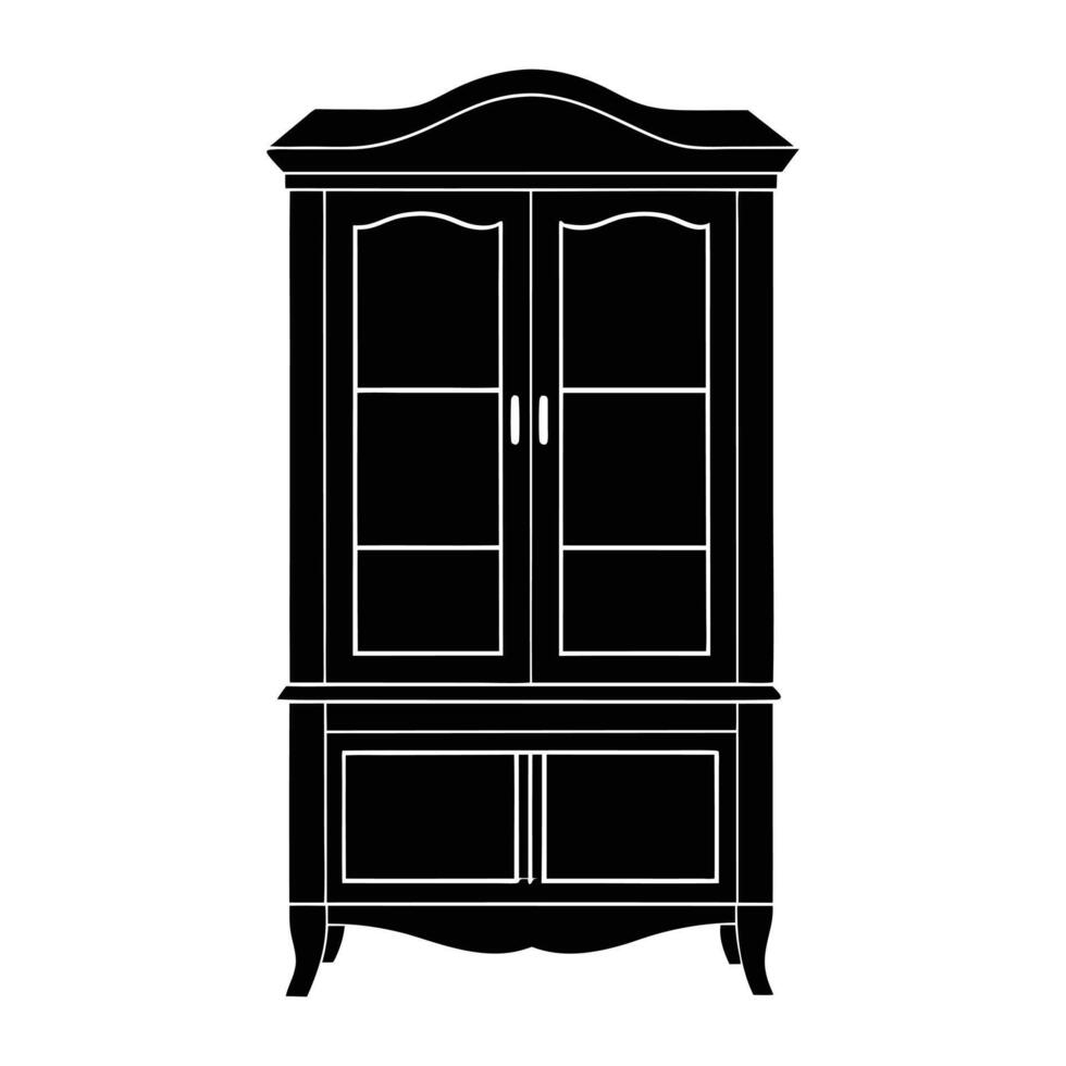 black and white illustration of a cabinet vector
