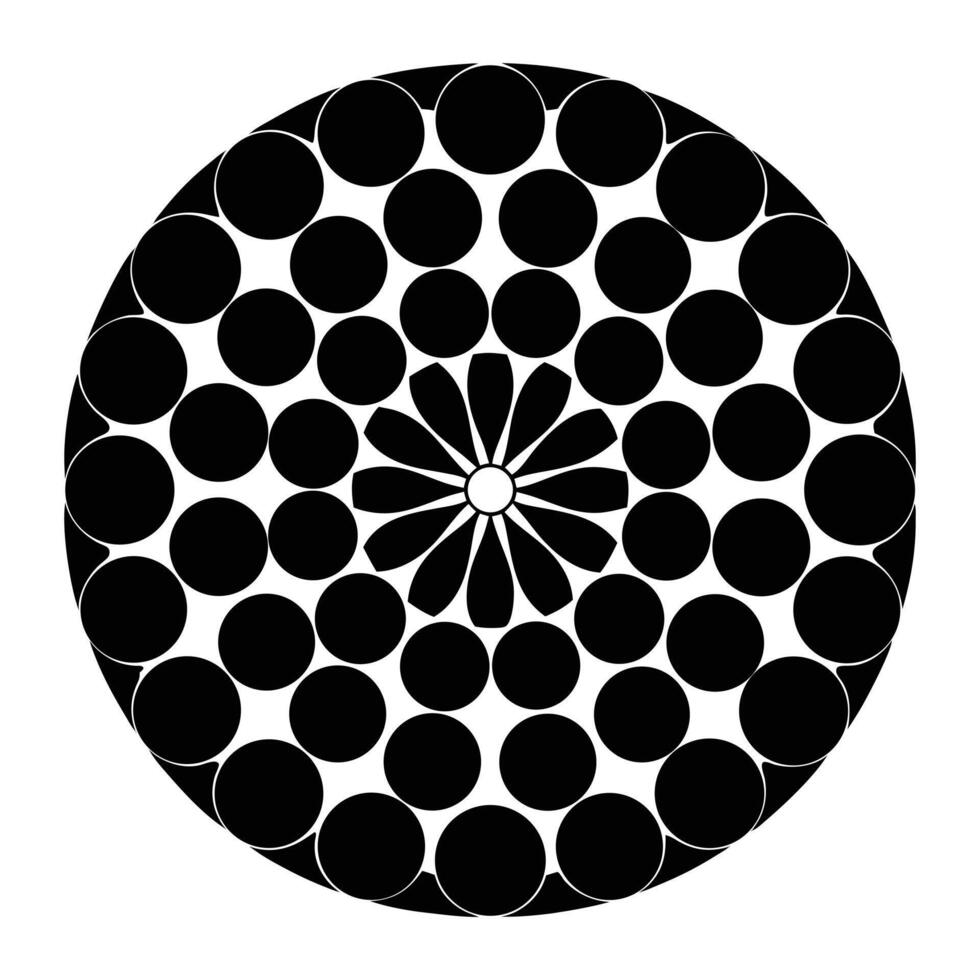 a circular design with black and white circles vector