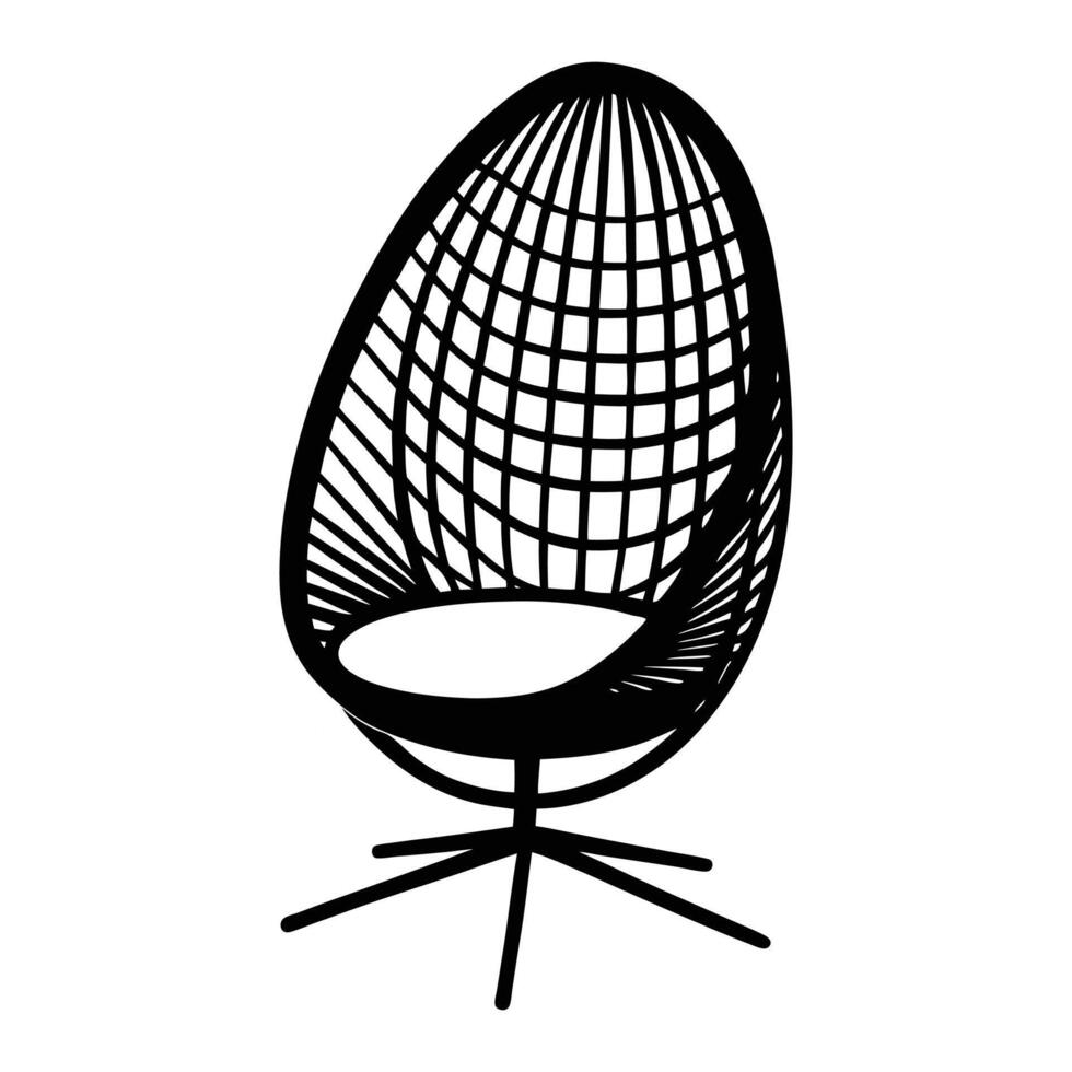 a black and white illustration of a chair white background vector