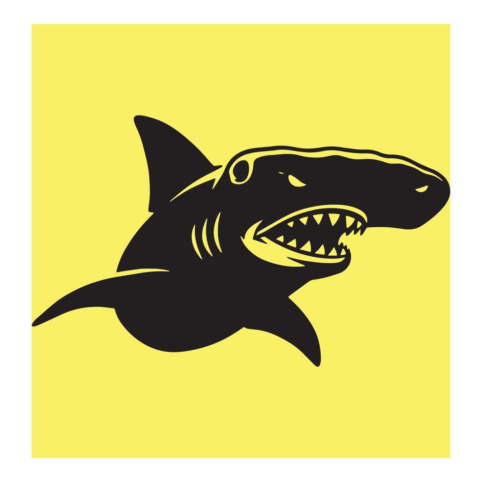 illustration of a ferocious shark with open jaws ready to attack on yellow background vector