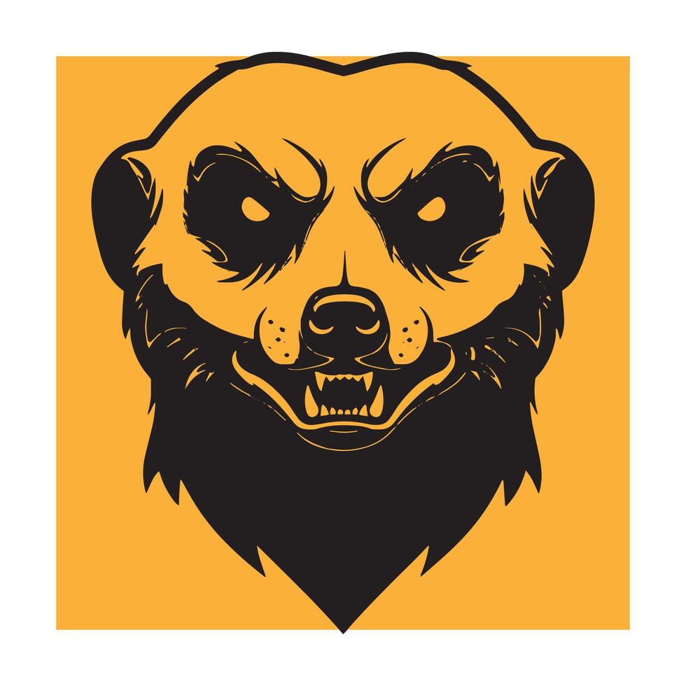 Fierce meerkat head illustration in style against a vibrant yellow background vector