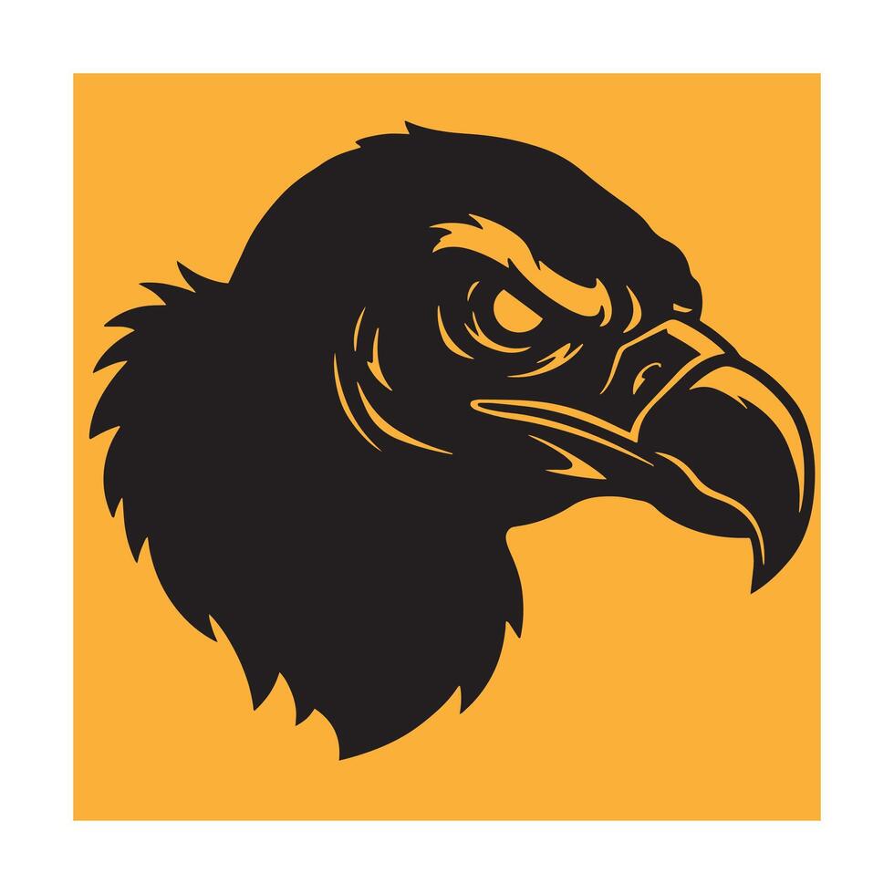 Bold black eagle head silhouette on a golden yellow background ready for designs vector