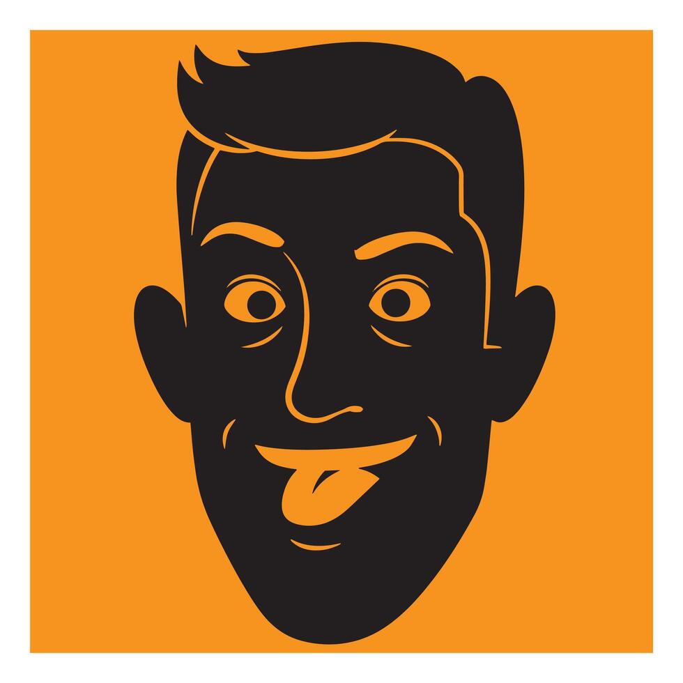 illustration of a man with tongue out on orange background for humorous designs vector