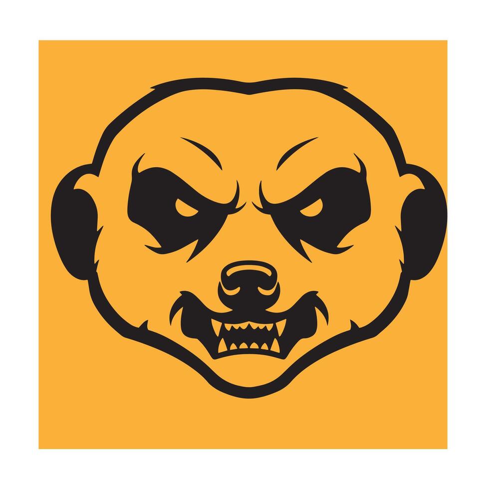 Fierce and angry meerkat head illustration in black and yellow for design concepts vector