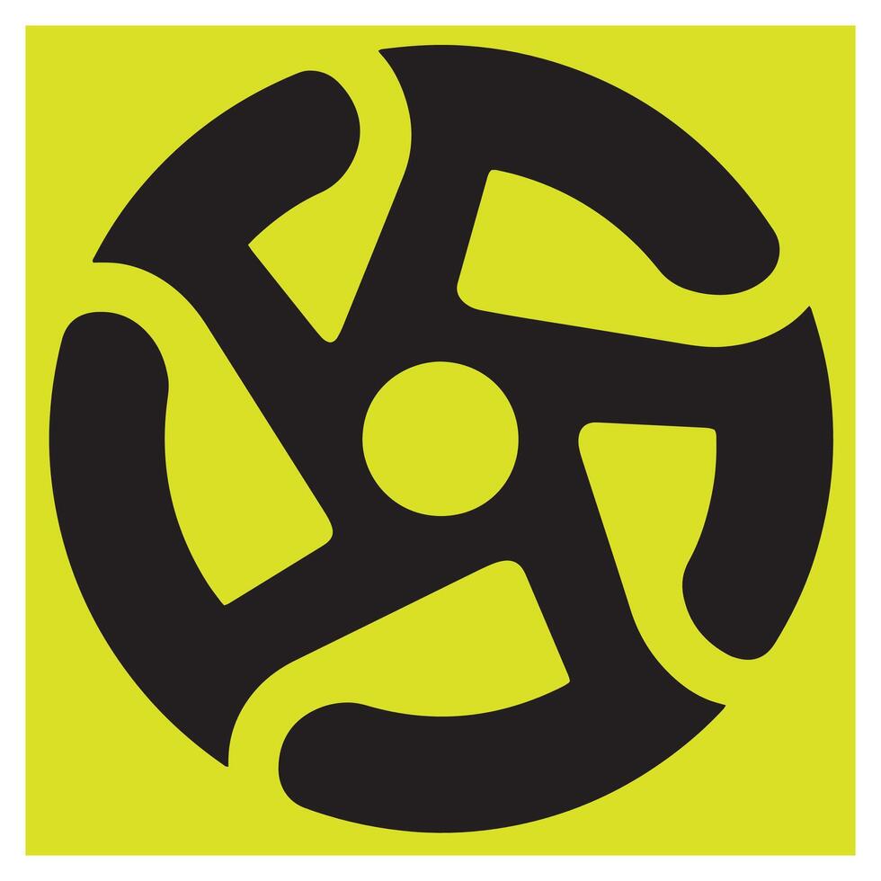 Abstract black graphic element on a yellow background representing a circular shape vector