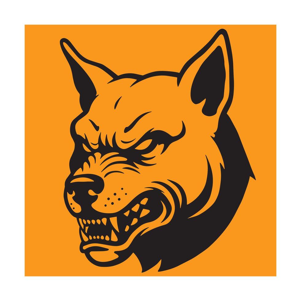 Fierce dog head illustration depicting aggression and determination in bold black outline vector