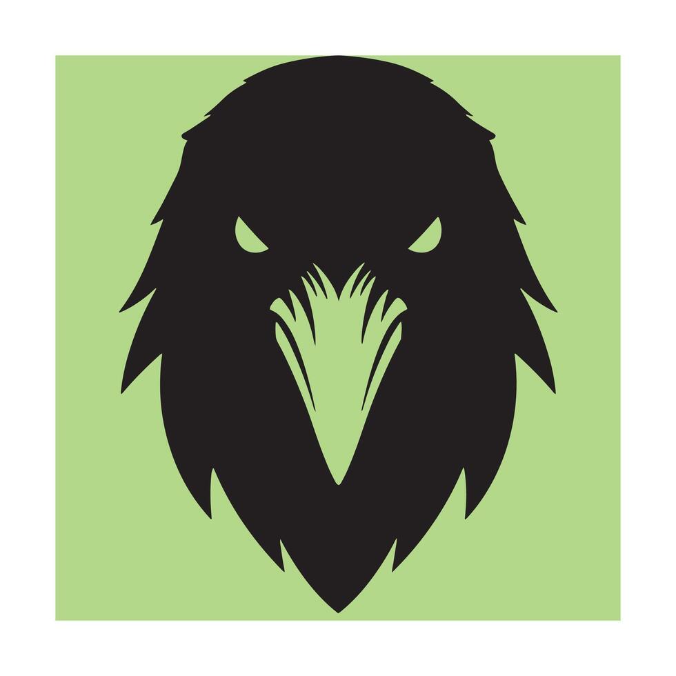 Bold black eagle head silhouette against a light green background for graphic design vector